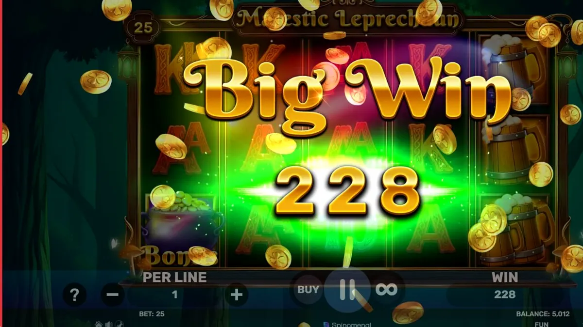 Majestic Leprechaun slot game screen with Irish theme
