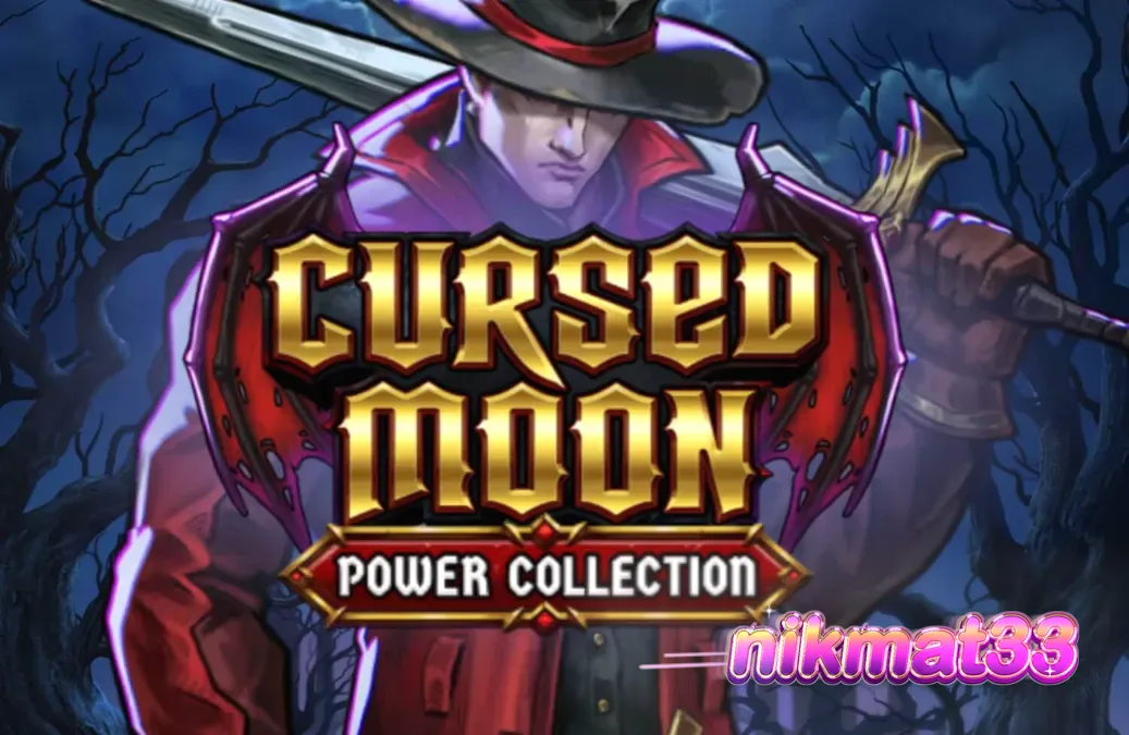 Tampilan visual slot Cursed Moon Power Collection dengan nuansa horor gotik dan pemburu monster.