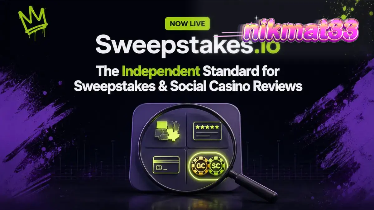 Tampilan antarmuka platform perbandingan kasino Sweepstakes.io yang modern dan informatif